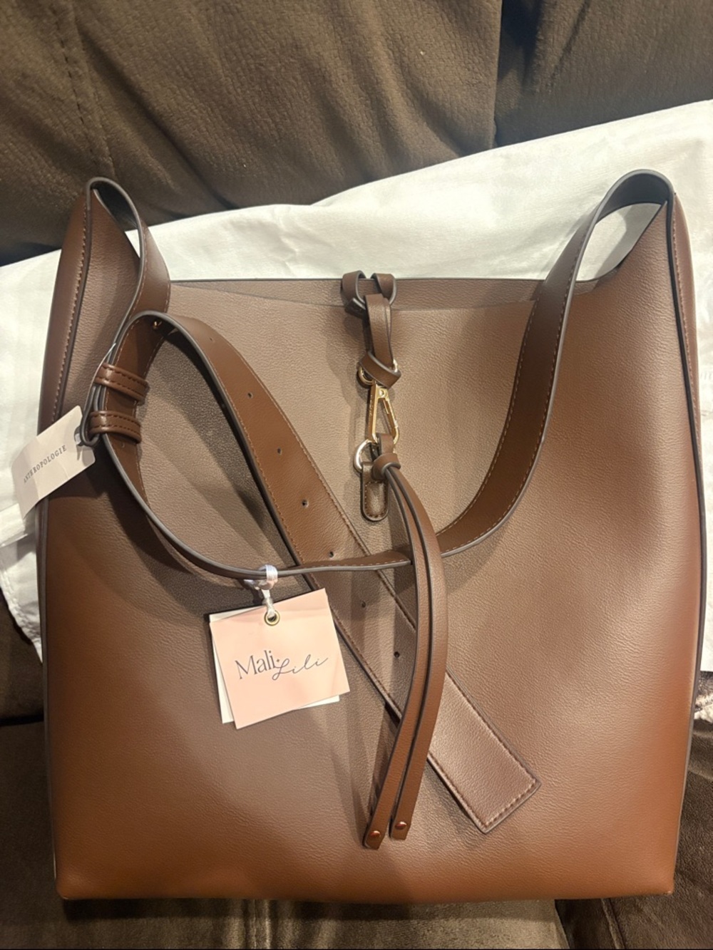Mali + Lili Buckle Bucket Shoulder Bag in Brown - Picture 7 of 10
